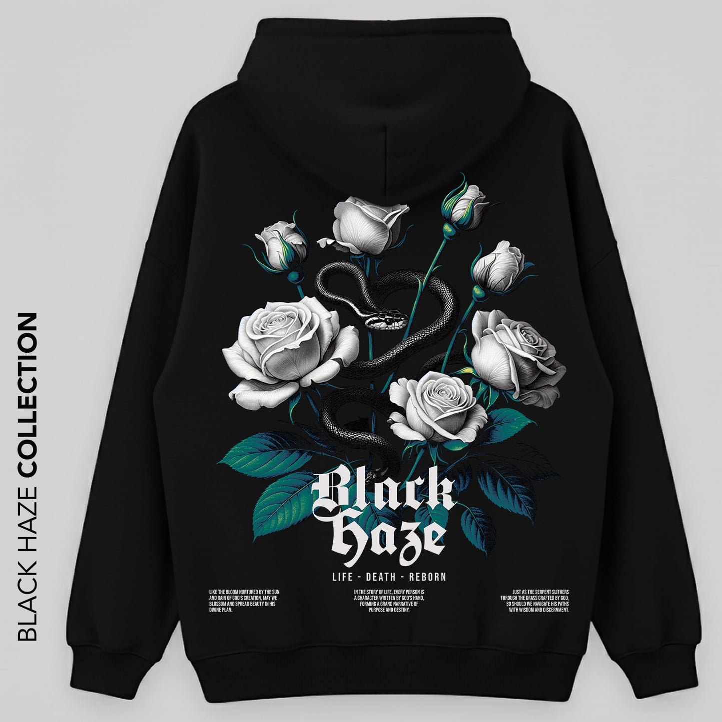 White Flowers H Oversize Capuche 100% Coton By BLACK HAZE image 0