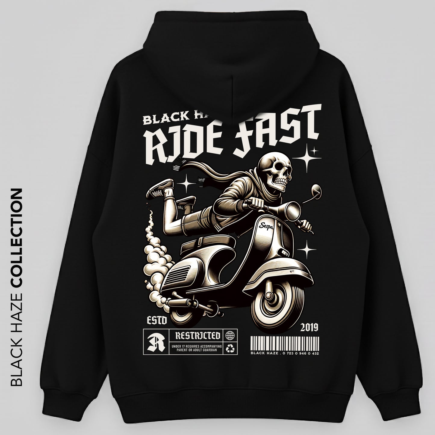 Ride Fast Oversize Capuche 100% Coton By BLACK HAZE image 0