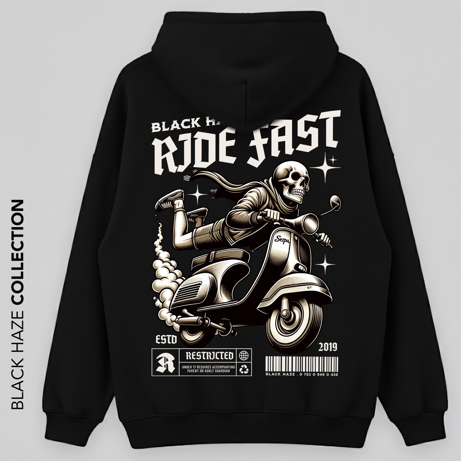 Ride Fast Oversize Capuche 100% Coton By BLACK HAZE image 0