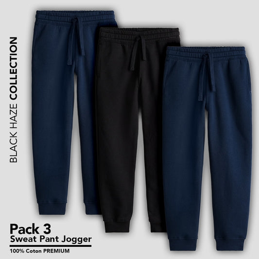 PACK 3 Pantalons Jogger Noir By BLACK HAZE image 1