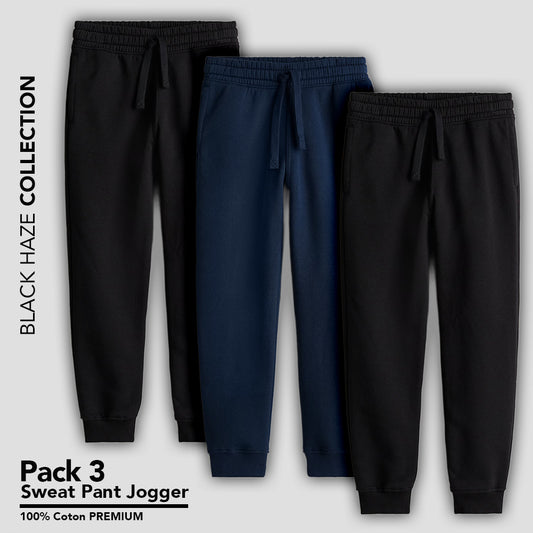PACK 3 Pantalons Jogger Noir By BLACK HAZE image 0